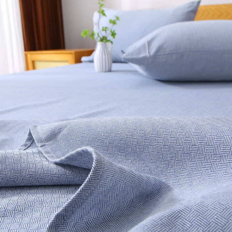 高品质纯棉加厚老粗布提花床单双人全棉透气亲肤贴身睡单四季纯色