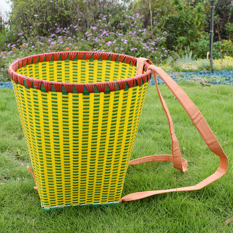 全塑料钢化背篓成人儿童背篓收纳筐竹编背篼买菜采摘舞蹈道具背篓