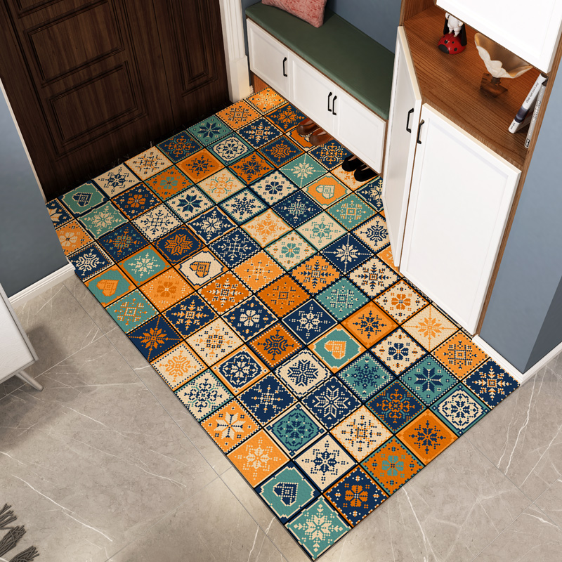 可擦洗PVC入户地垫美式门口脚垫防滑防水厨房垫可裁剪家用门厅垫