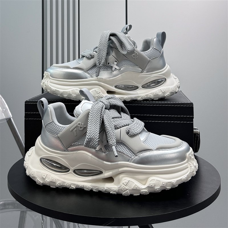 男鞋2025新款超火老爹鞋夏款透气内增高运动鞋子男厚底气垫休闲鞋