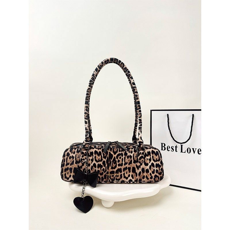 DUZI  时髦~豹纹法棍包小众设计个性单肩手提女包通勤百搭腋下包