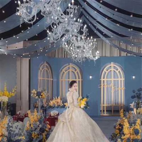 新款厂销婚庆纱幔吊顶弹力布韩式婚礼堂舞台吊顶装饰布幔酒店顶部