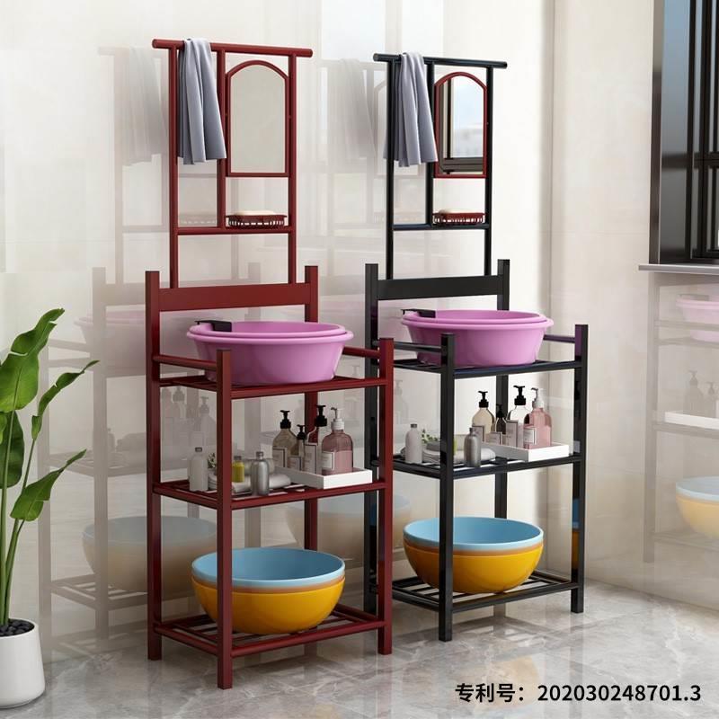 老式纯实木洗脸洗手架子带现镜面子落地家用盆架农村简约代脸盆架