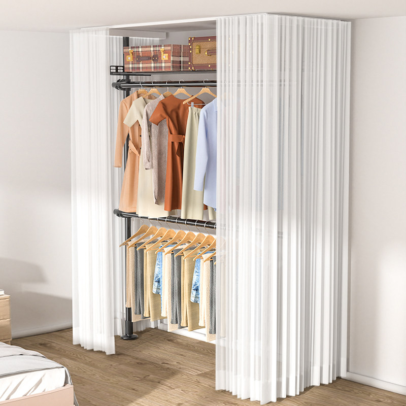 顶天立地简易衣柜出租房家用卧室宿舍金属钢架结构收纳柜防尘衣橱,住宅家具,简易衣柜,淘宝优惠券,粉丝福利购,淘宝优惠卷