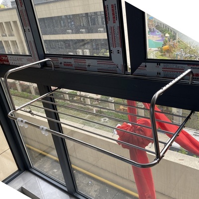 窗台高层不锈钢伸缩折叠小型x晾衣架窗户护栏阳台晒鞋架阳台晾晒