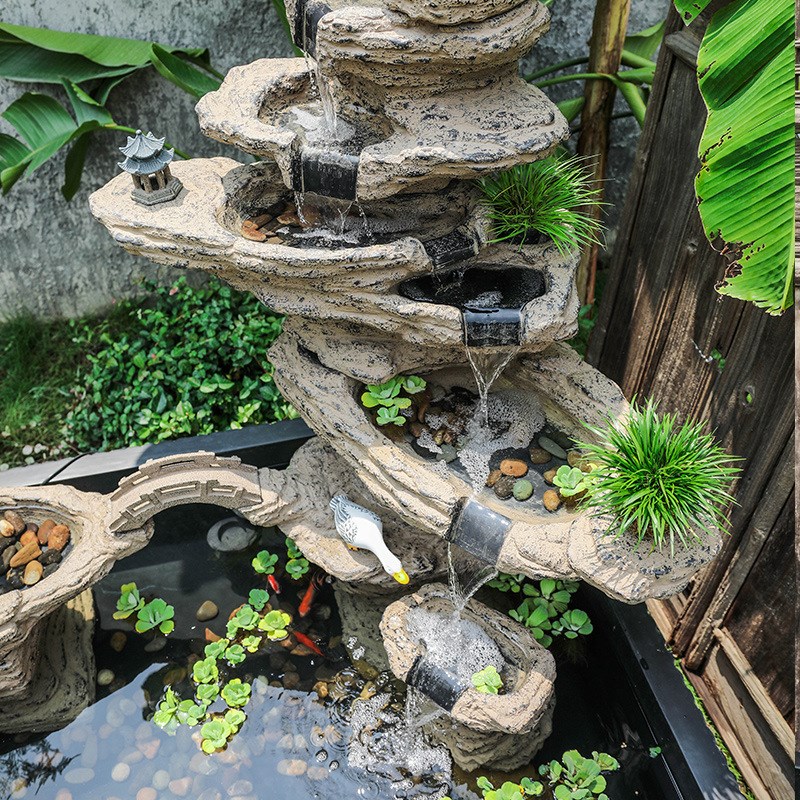 速发直供大型假山流水喷泉景观户外庭院水池造景鱼池落地装饰摆件