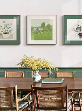 透绿夏北欧格风餐色厅装QB202209饰画植物花的卉绿挂画小清新抽象