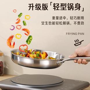 厂无1涂层3工6电L不锈钢平773底锅家用不粘加厚磁炉专用牛排煎锅