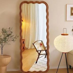 古in复s全身穿衣镜家用轻奢卧室YEV波浪网墙红落镜民地宿挂试衣镜