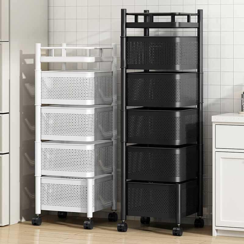 旋厨房置物架落地多层菜蔬篮收纳移动小车家用DT846785转免安装储