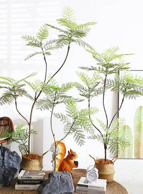 真绿仿植蓝花楹室内盆栽大型仿生植HYA物假树轻饰奢客厅装品地落