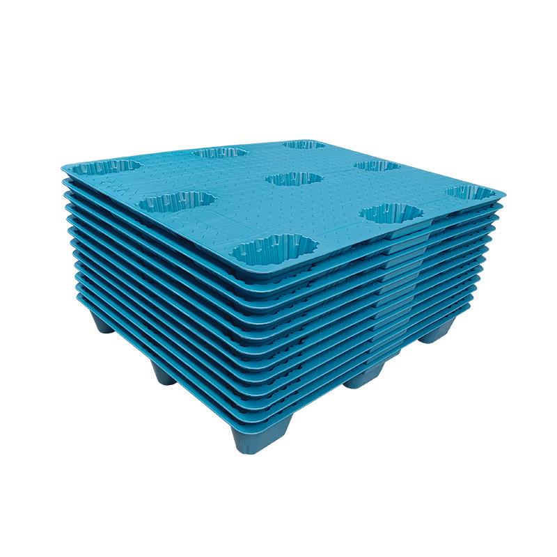 加韧NYL吹九塑卡板仓储物流垫板货物防1潮叉车0平板脚型21塑料托