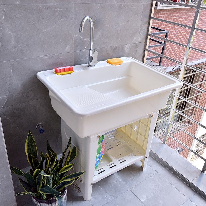 塑料洗衣池阳台家l用洗水池带搓板洗手池水槽加厚洗衣台台盆一体