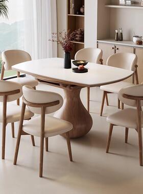 现代岩餐桌中风可伸缩家用古小户型折S002#马叠简约方两用实圆木