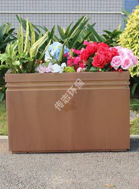 户外形饰不锈钢箱厂家拉丝玫瑰金方金属花盆花XB122市政工程装品
