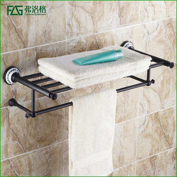FLG弗洛格全铜欧式浴室挂件套装 黑古铜青花瓷浴巾架毛巾杆厕纸架
