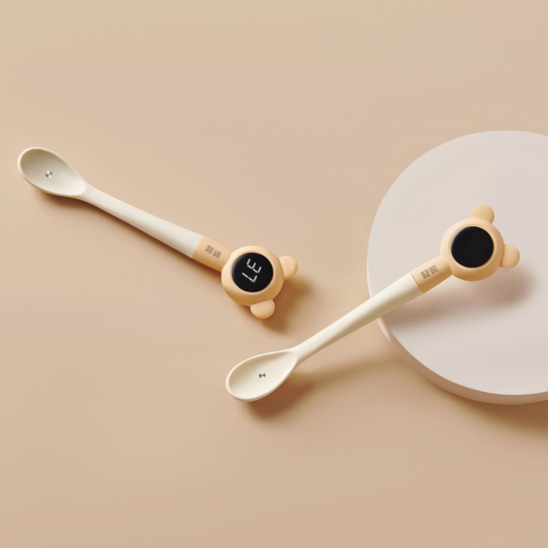 Flybee斐彼新生婴儿感温勺硅胶测温勺宝宝喂水喂奶智能辅食勺子