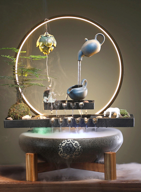 悬壶流水a生财喷泉摆件水循环招财鱼缸桌面办公室开业乔迁新居礼