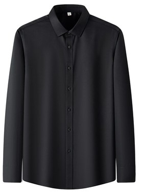 佤诺高级感DP全棉抗皱纯黑色男士商务正装长袖衬衫蓝色职业工装新