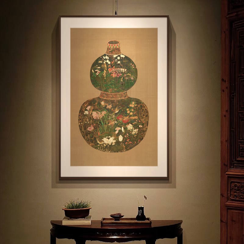 新中式入户玄关画葫芦客厅背景墙面装饰画别墅走廊过道福禄图挂画图片