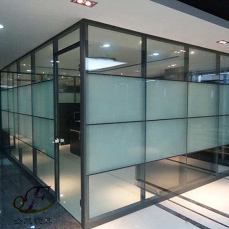 办公室家具高隔断隔墙屏风 铝合金双层磨砂玻璃隔断  办公室隔墙
