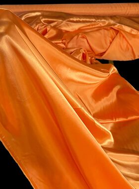 绸缎布料橘红布纯色橙色亮面绸缎布色丁丝绸礼盒拍照装饰背景绸布