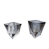 现简约创意双色水晶玻璃花插干花家居艺术花器装 饰品客厅餐厅