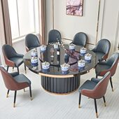 新款 火锅桌电磁炉一体桌椅组合一人一锅圆形餐桌火锅桌商用大圆桌