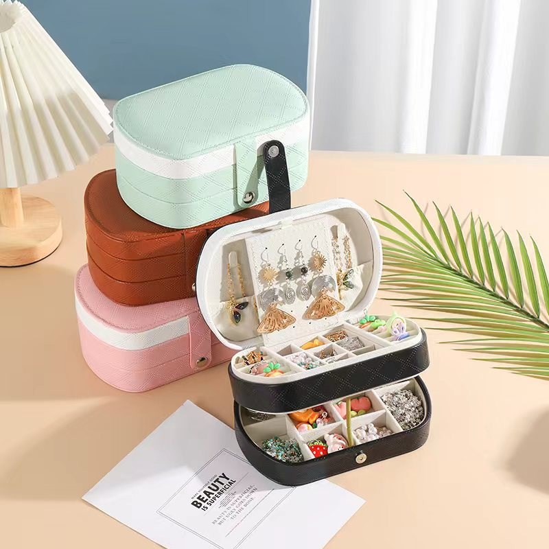 PU皮质多功能首l饰盒旅行便携礼盒耳钉戒指包装饰品收纳高级收纳