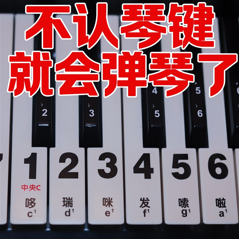 明键盘贴-6/52/54/61/88键电子琴钢琴琴键贴纸5R4透键36键大字3贴