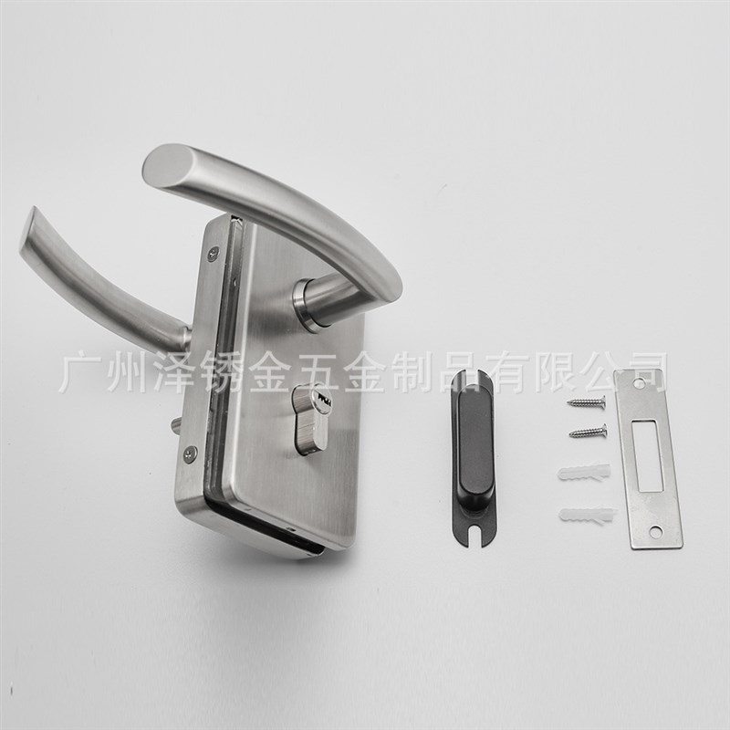 不锈钢玻璃门锁 玻璃门执手锁 无框门方形锁 R办公室进出门大门锁