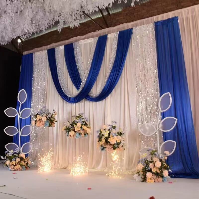 背景纱幔新款婚庆道具中式婚礼布幔帷幔幕布婚礼S舞台装饰场景波