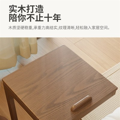 实木沙发边几可移动C型角几翻盖床头桌子客厅带轮小茶台边柜