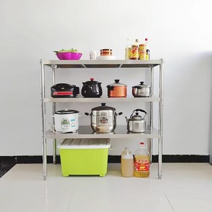 不锈钢厨房置物架家用落地多层收纳锅架微波炉架子烤箱架储物菜架