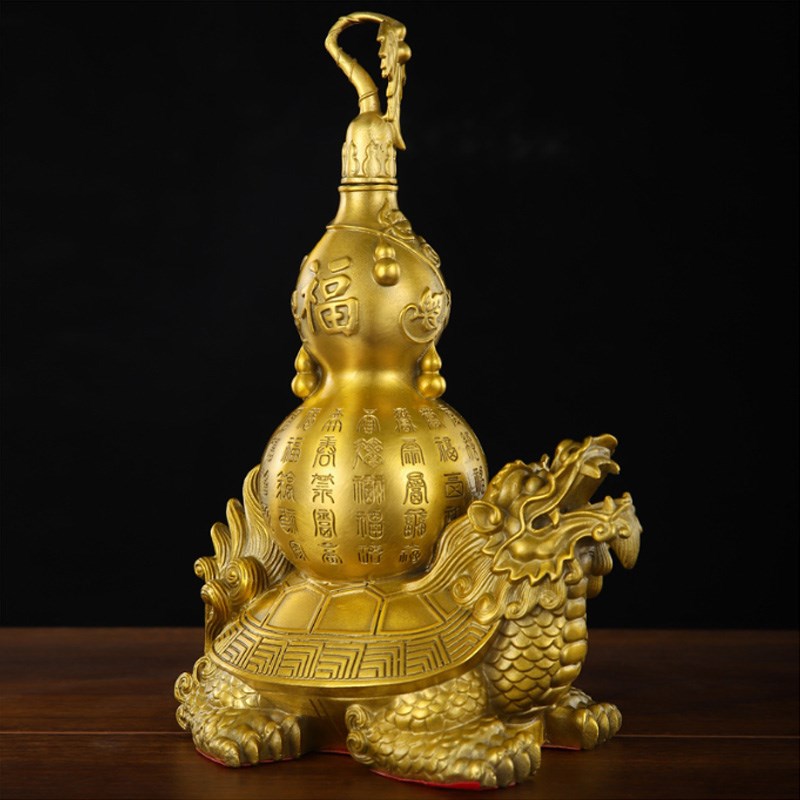 铜制玄灵护岁龙龟摆件福禄葫芦龙龟家居办公室乔迁搬家开业工艺品