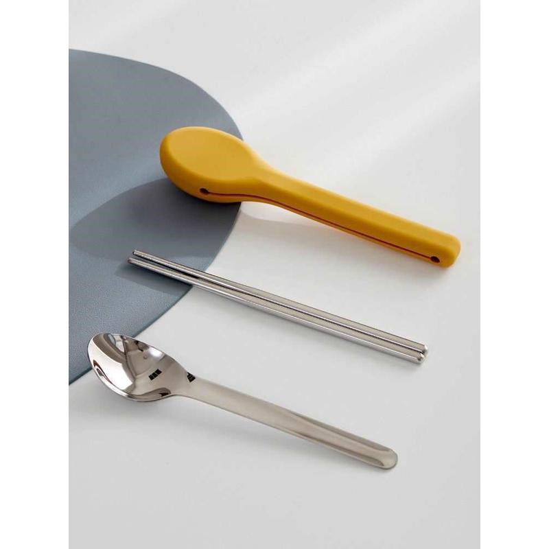 304不锈钢筷子勺子套装收纳盒单人装两件套学生便携餐具