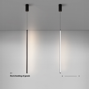 超细极简现代简约客厅电视背景墙主卧室床头柜长吊线条装 饰小吊灯