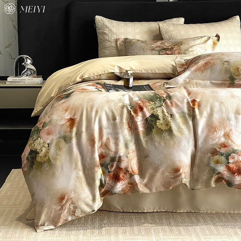 美式田园风印花全棉100S床单四件套纯棉印花被套裸睡亲肤床上用品