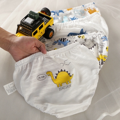 炎炎夏天超薄纯棉竹节棉小男孩面包裤三角内裤日系夏季透气恐龙款