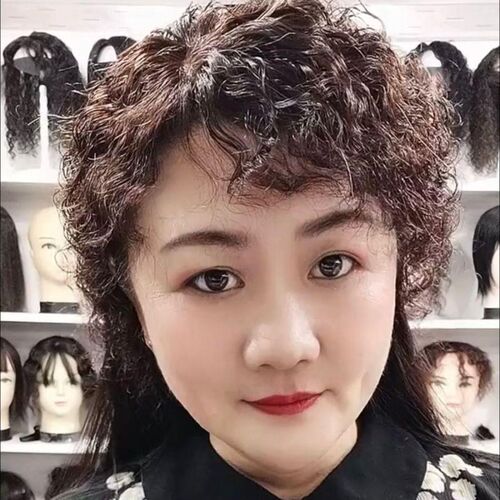 假发真头发超轻薄高档卷r发洋气额头真人发丝透气补发块40岁到70