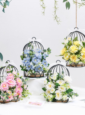 铁艺鸟笼微景观摆件幼儿园森系户外装饰园区景观别墅庭院花园布置