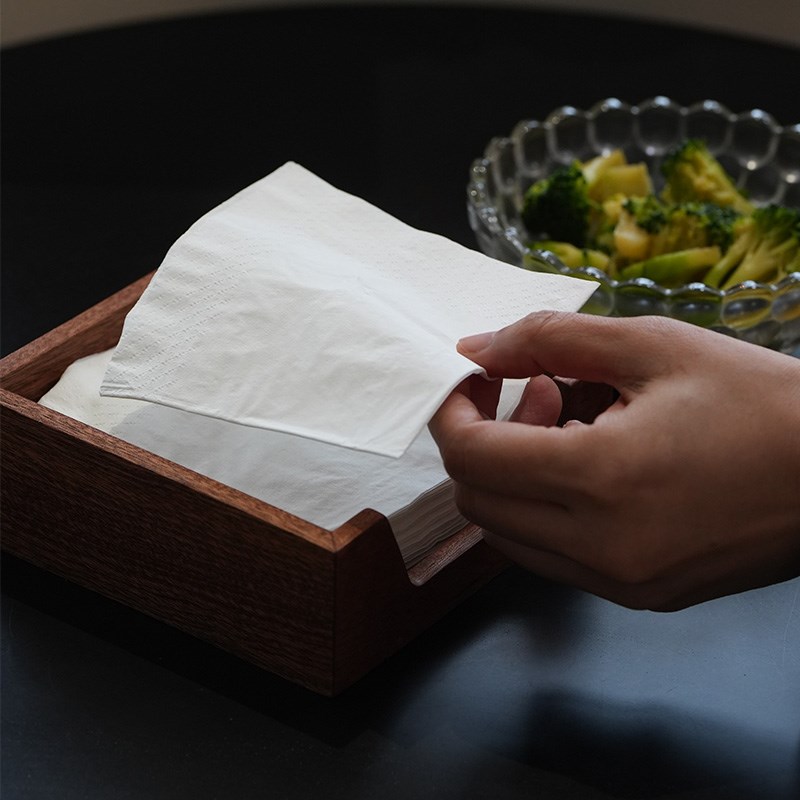 餐巾纸架托 餐桌纸巾夹收纳座压台支架木质酒店餐纸盘架子高级感