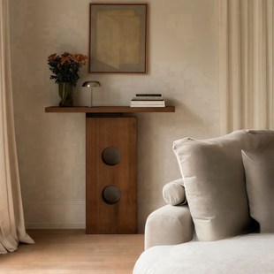 中古侘寂风实木玄关台简约现代客厅隔断置物架入户玄关桌玄关柜