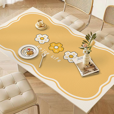 清新云朵防水防油皮革桌垫长方形质感荔枝纹免洗桌布茶几垫盖布