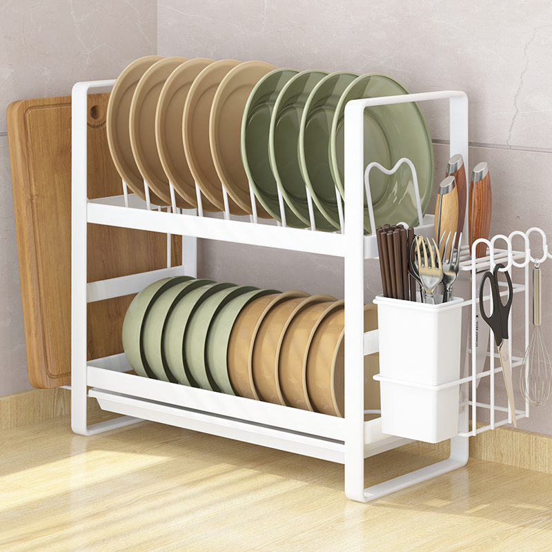 窄款小尺寸碗碟收纳层架不锈钢厨房台面柜内碗架碗筷沥水碗盘置物