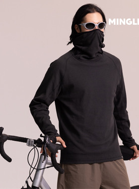 MINGLES 华夫格卫衣 秋冬长袖套头户外卫衣连帽运动护脸风帽保暖
