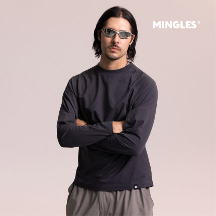 MINGLES 速干运动长袖T-SHIRT 时尚户外休闲潮流透气速干长袖上衣