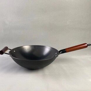 加深尖底生铁锅老式 加厚铸铁炒菜锅无涂层少油烟不易粘锅家用锅