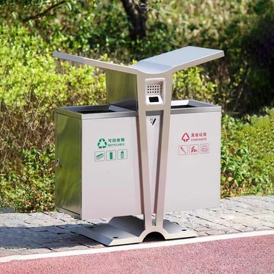 室外分类垃圾桶不锈钢大号环卫果皮箱小区公园景区户外垃圾箱
