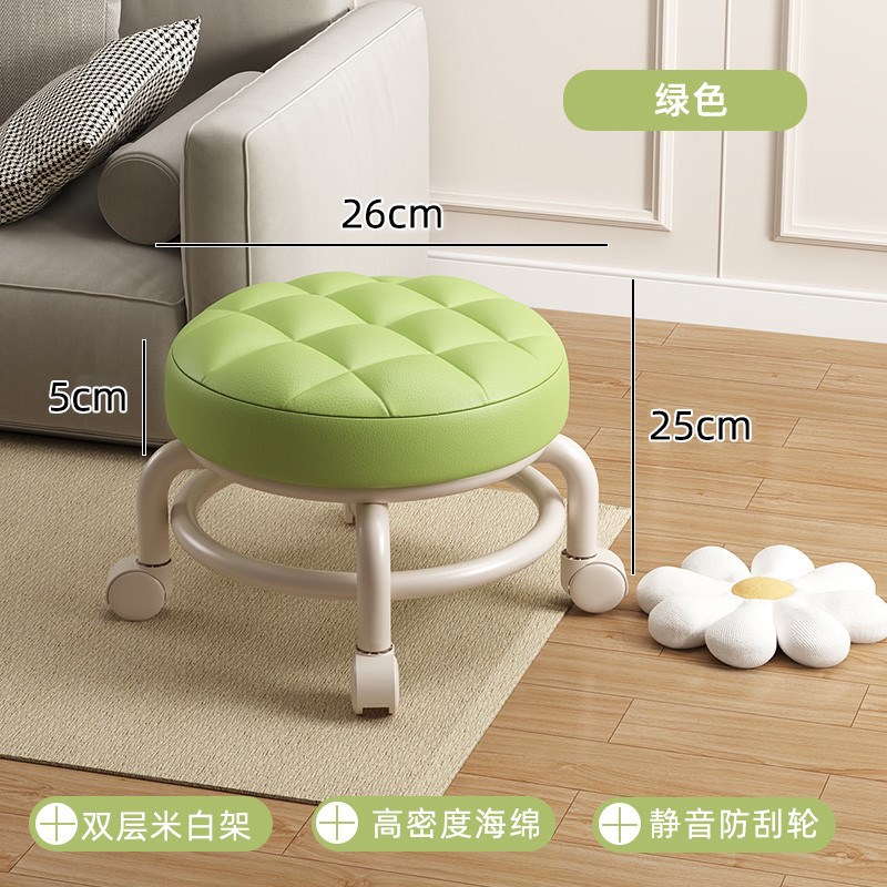 万向轮小凳子轮矮凳门口换鞋凳可移动带娃神器圆凳带滑轮美缝新款